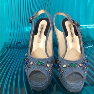 Brian Atwood jeweled platform slingbacks